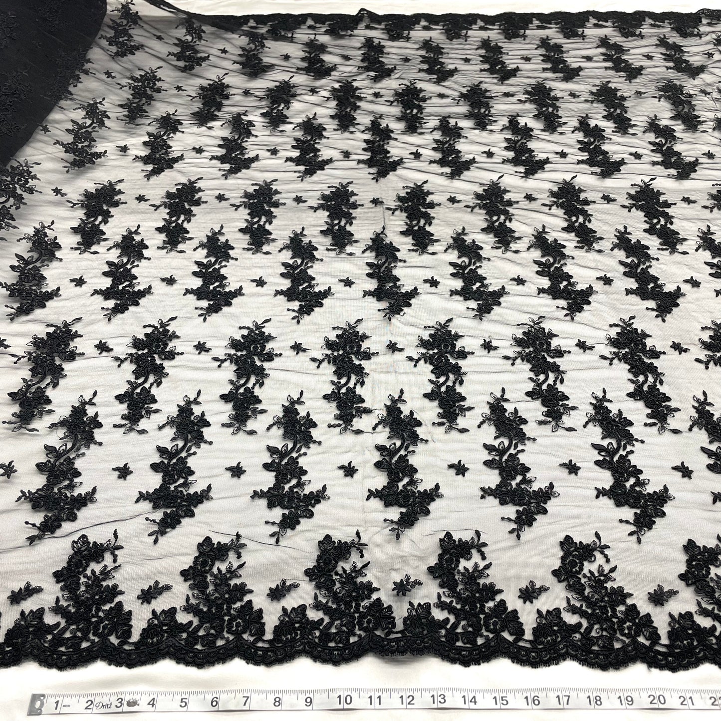 Corded Bridal Lace Fabric Embroidered on 100% Polyester Net Mesh | Lace USA - 96916W-7
