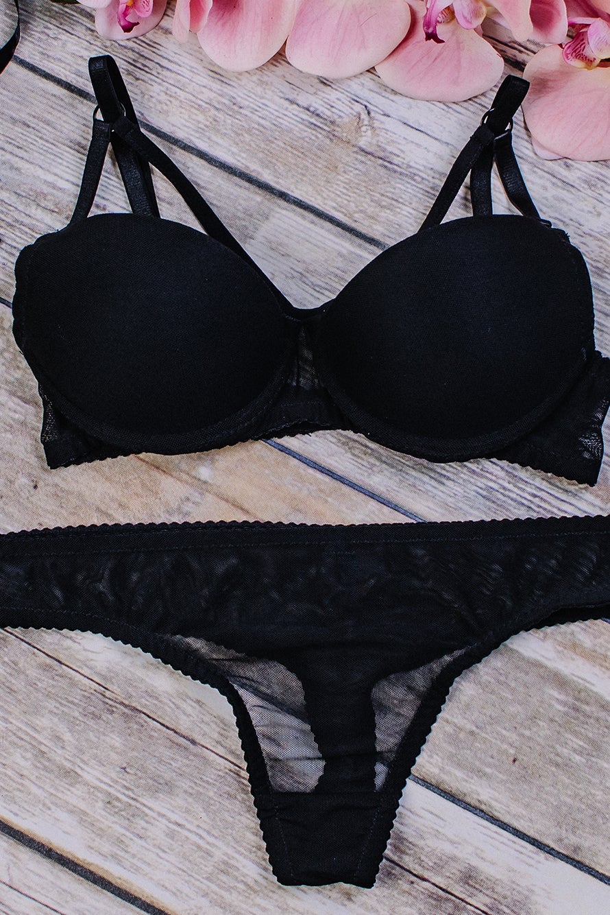 Push up black Lingerie Set