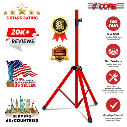 5Core Speaker Stand Tripod 2Pcs Tall Adjustable 72 Inch DJ Studio Monitor Stands Pole Mount-3
