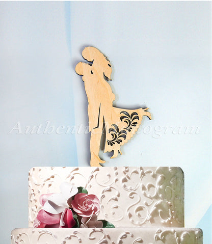 Wedding Cake Topper - Wedding Cake Topper -  Mr. & Mrs. Silhouette Wooden Cake Decoration - Rustic Wedding Cake topper 94316