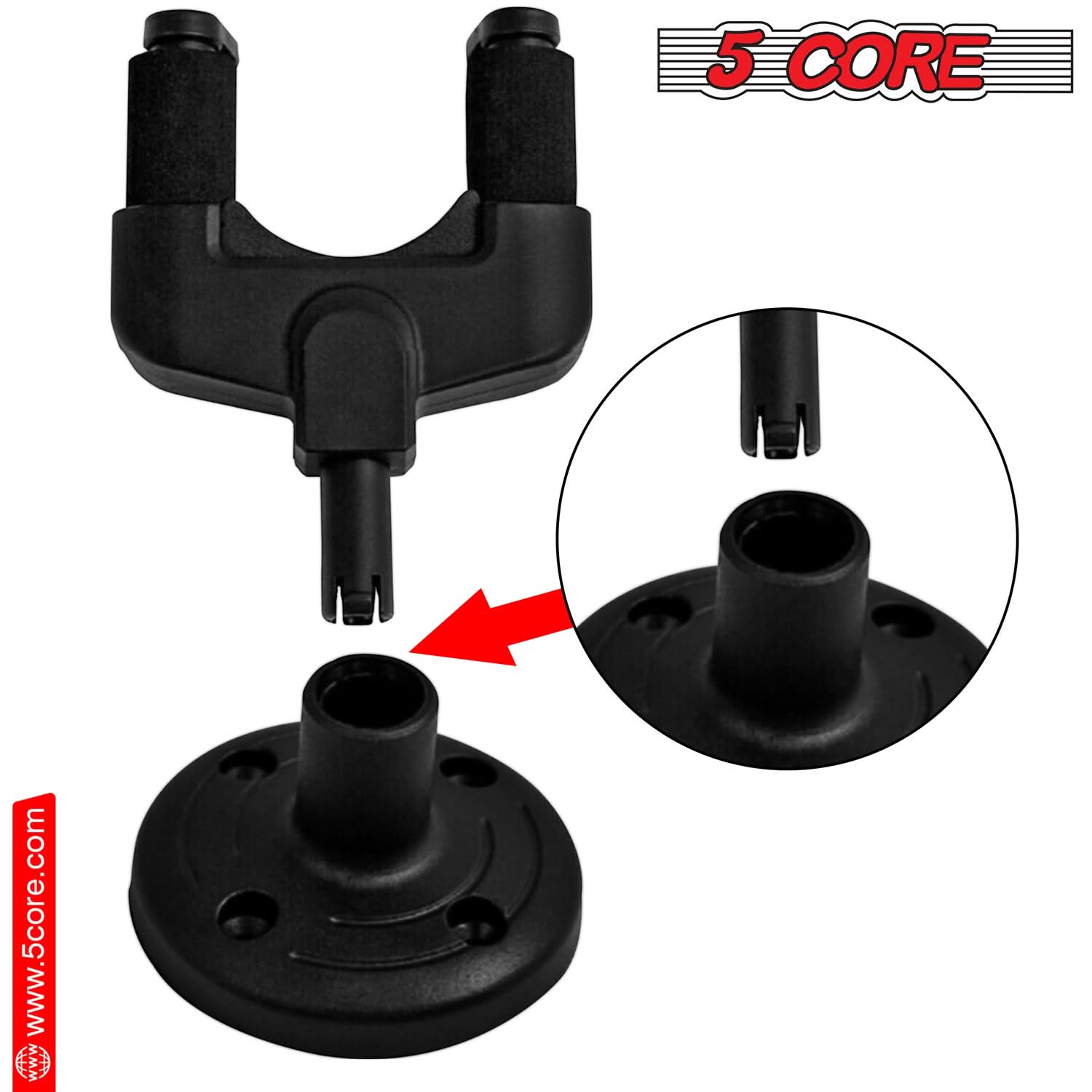 5Core Guitar Wall Mount Hanger 4Pcs Adjustable Display Wall Hook Holder Hard Wood Base-3