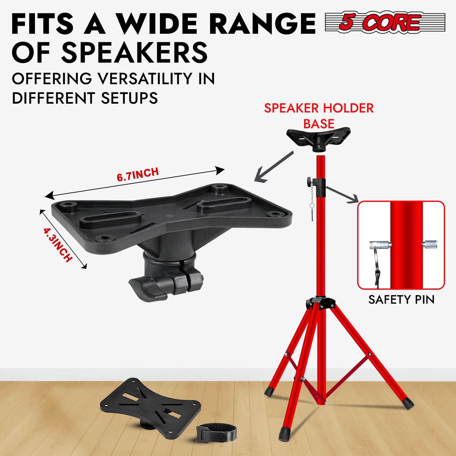 5Core Speaker Stand Tripod 2Pcs Tall Adjustable 72 Inch DJ Studio Monitor Stands Pole Mount-4