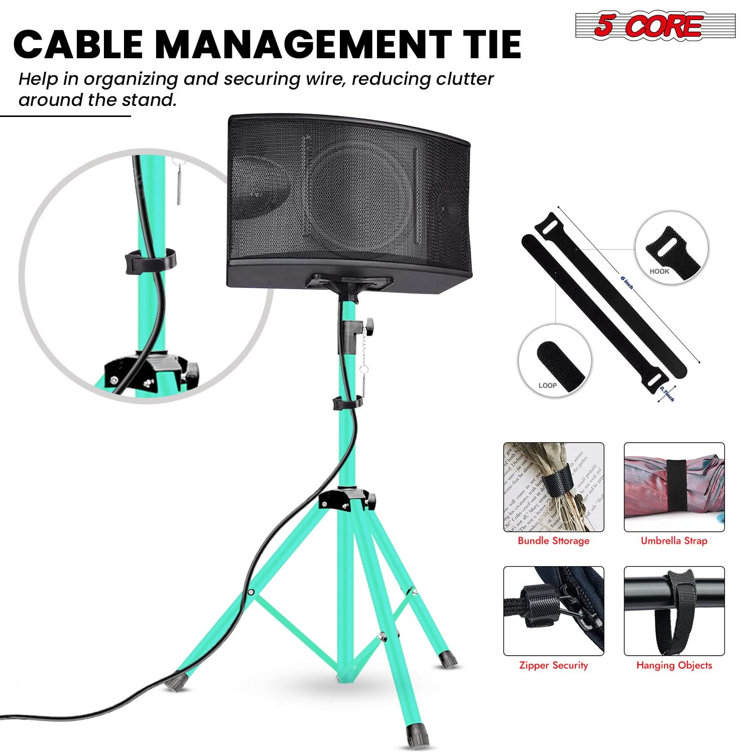 5 Core Speaker Stand Adjustable 31 to 54" PA DJ Tripod Stands Heavy Duty w 35mm Insert 132 Lbs-4