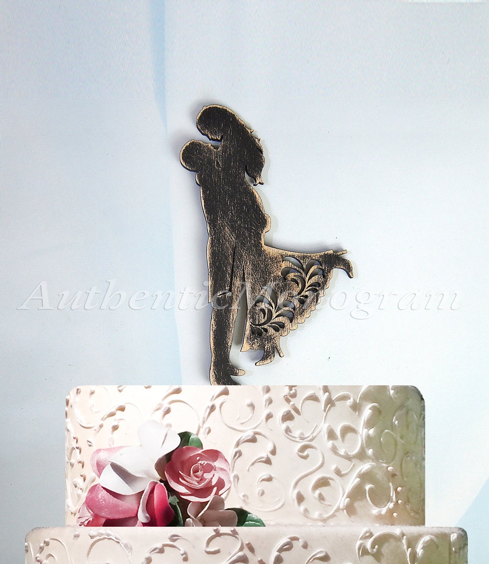 Wedding Cake Topper - Wedding Cake Topper -  Mr. & Mrs. Silhouette Wooden Cake Decoration - Rustic Wedding Cake topper 94316