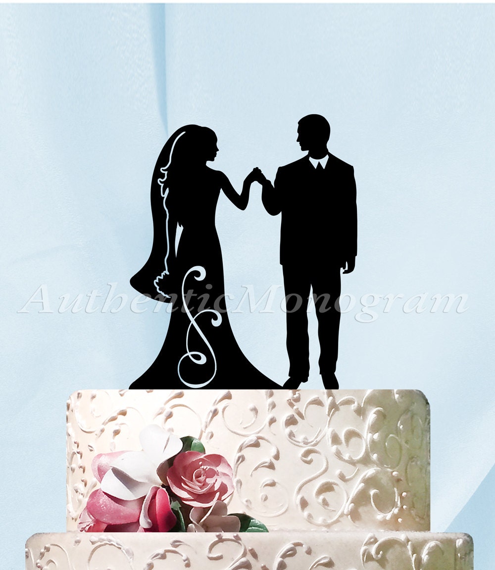 Wedding Cake Topper - Wedding Cake Topper -  Mr. & Mrs. Silhouette Wooden Cake Decoration - Rustic Wedding Cake topper.