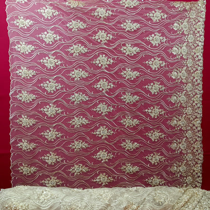 Beaded Lace Fabric Embroidered on 100% Polyester Net Mesh | Lace USA - GD-18615-1