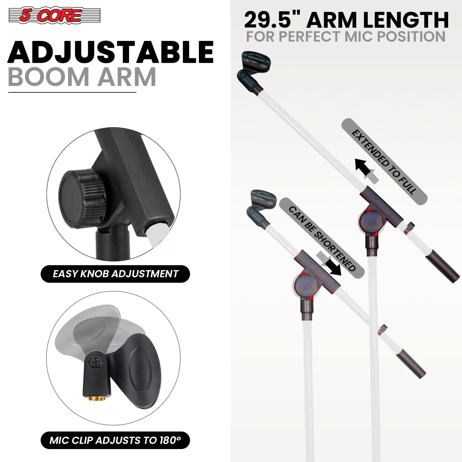 5Core Tripod Mic Stand 4Pcs Adjustable Holder Floor Microphone Boom Arm-2