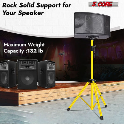 5Core Speaker Stand Tripod Tall Adjustable 72 Inch DJ Pole Mount Studio Monitor Stands Yellow 2 PK-4