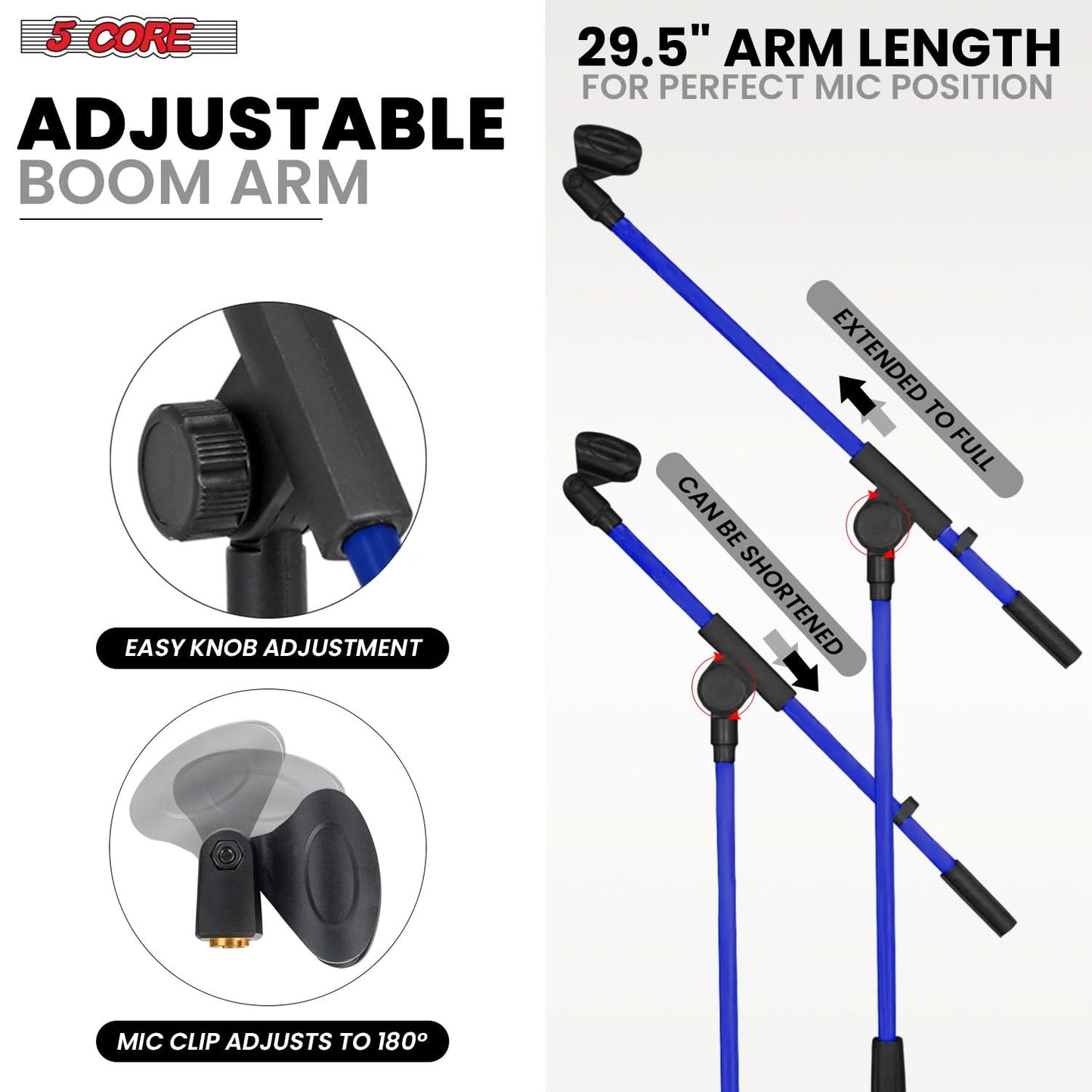 5Core Tripod Mic Stand 4Pcs Adjustable Holder Floor Microphone Boom Arm-2