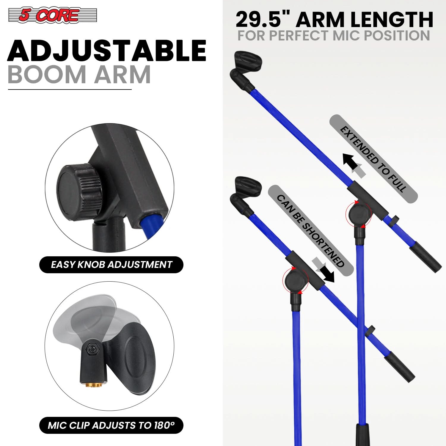5Core Tripod Mic Stand 4Pcs Adjustable Holder Floor Microphone Boom Arm-2