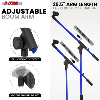 5Core Tripod Mic Stand 4Pcs Adjustable Holder Floor Microphone Boom Arm-2