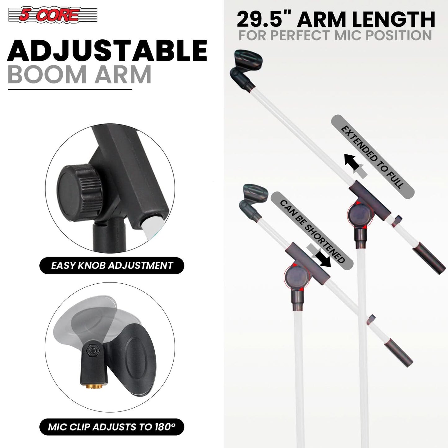 5Core Tripod Mic Stand 2Pcs Adjustable Holder Floor Microphone Boom Arm-4