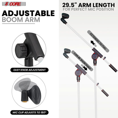 5Core Tripod Mic Stand 2Pcs Adjustable Holder Floor Microphone Boom Arm-4