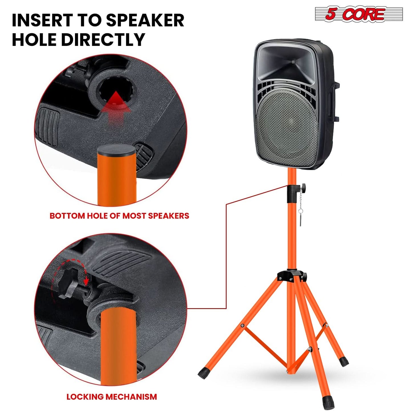 5 Core Speaker Stand Adjustable 31 to 54" PA DJ Tripod Stands Heavy Duty w 35mm Insert 132 Lbs-4