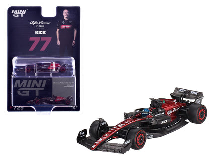 Alfa Romeo C43 #77 Valtteri Bottas "Alfa Romeo F1 Team Kick" Formula One F1 "Australian GP" (2023) Limited Edition 1/64 Diecast Model Car by Mini GT-3