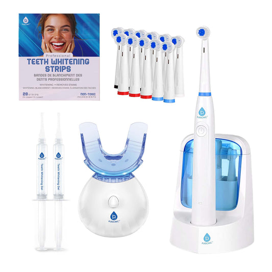 a Pursonic Advanced Smile Care Bundle – LED Whitening Kit, Whitening Strips, & Electric Toothbrush