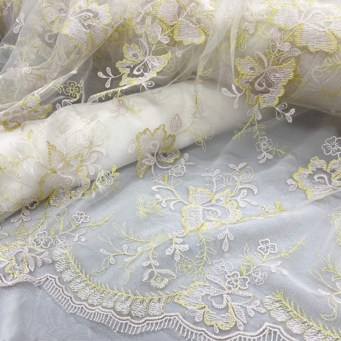 Lace Fabric Embroidered on 100% Polyester Net Mesh | Lace USA - 42092W-6