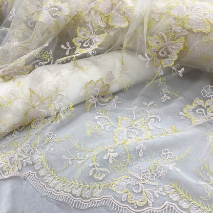 Lace Fabric Embroidered on 100% Polyester Net Mesh | Lace USA - 42092W-6