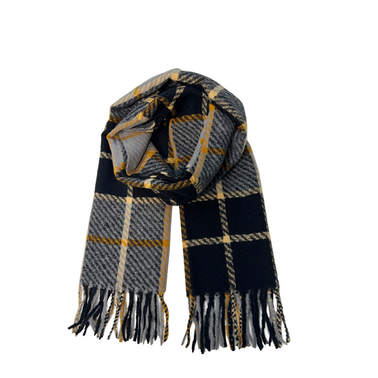 Black and Grey Striped Scarf
