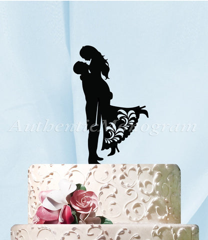 Wedding Cake Topper - Wedding Cake Topper -  Mr. & Mrs. Silhouette Wooden Cake Decoration - Rustic Wedding Cake topper 94316