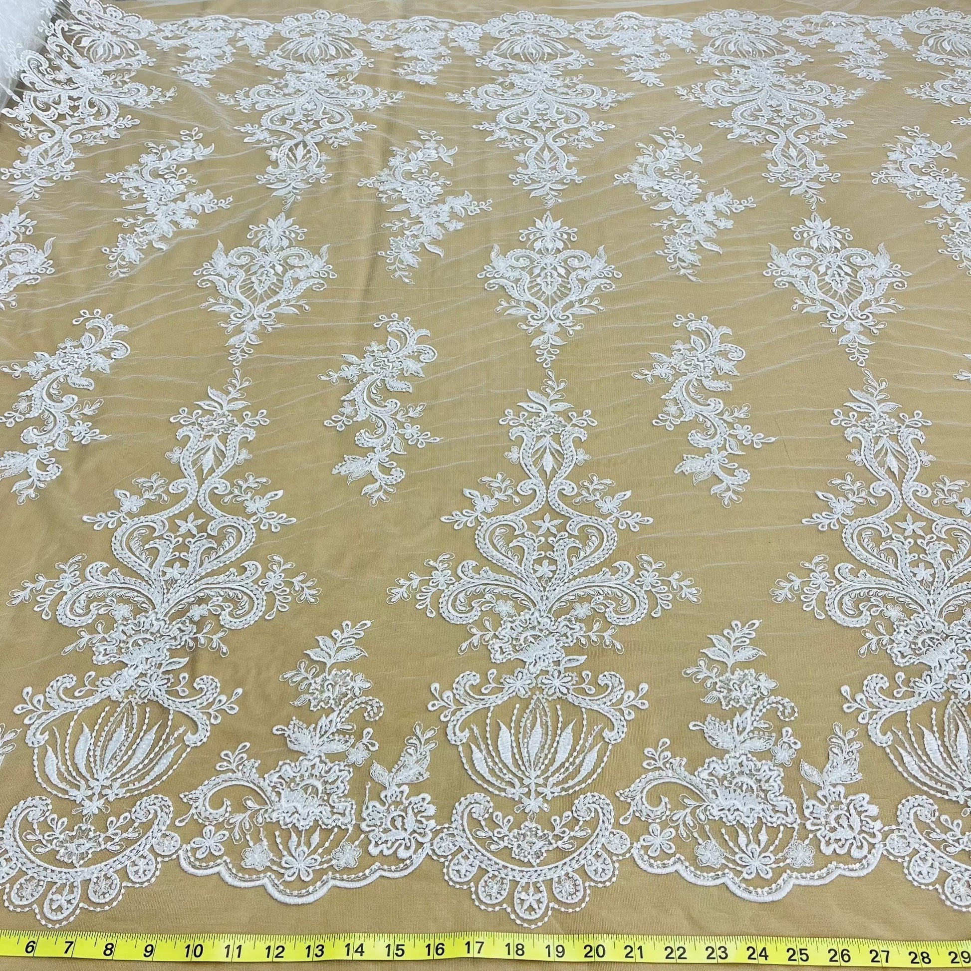 Beaded Lace Fabric Embroidered on 100% Polyester Net Mesh | Lace USA - GD-12186-2