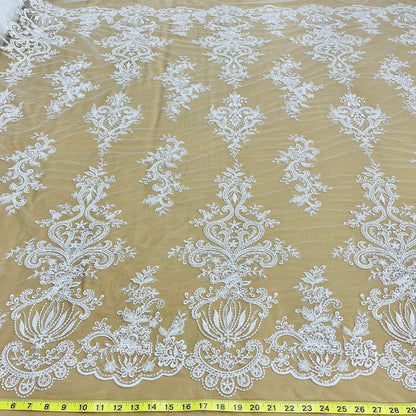 Beaded Lace Fabric Embroidered on 100% Polyester Net Mesh | Lace USA - GD-12186-2