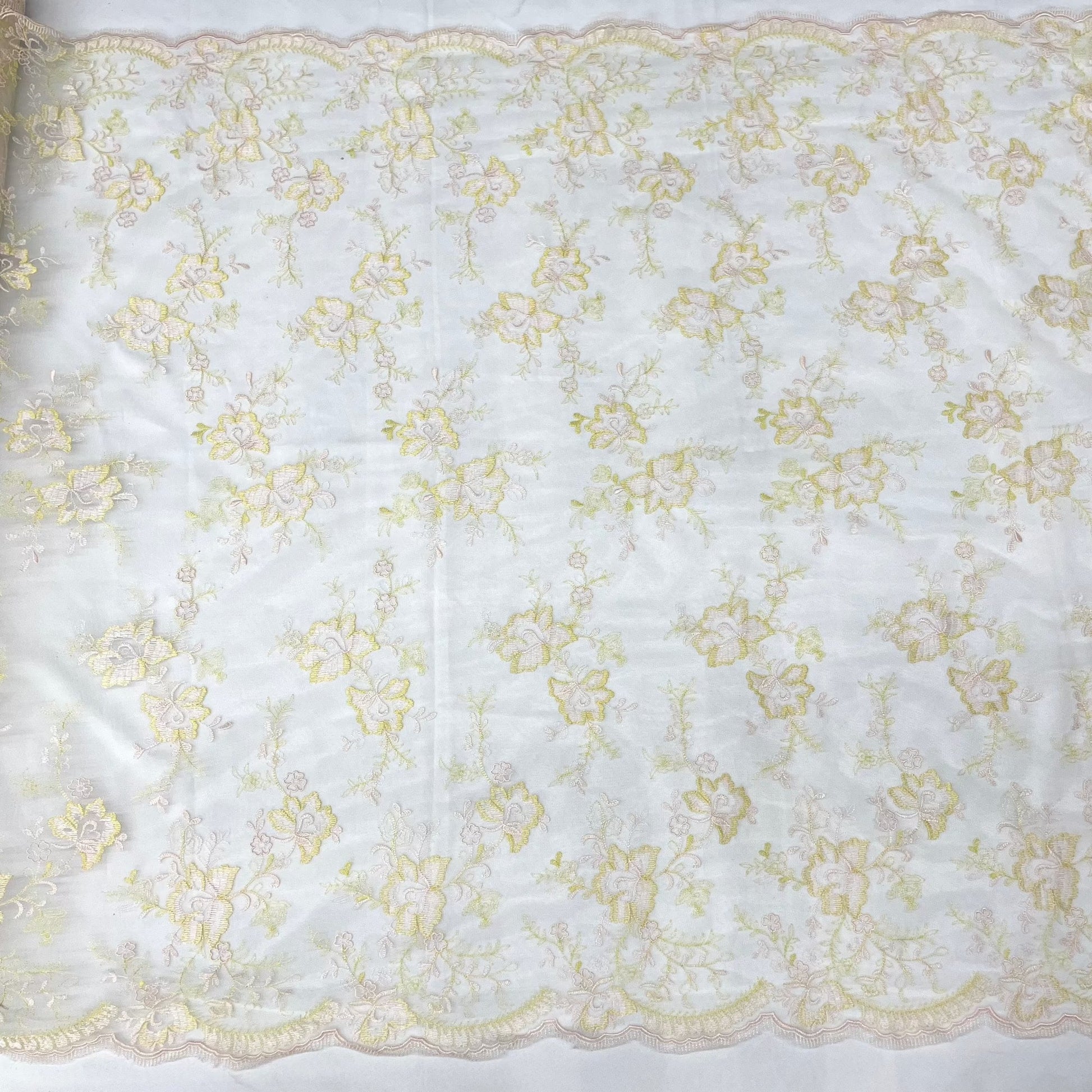 Lace Fabric Embroidered on 100% Polyester Net Mesh | Lace USA - 42092W-4