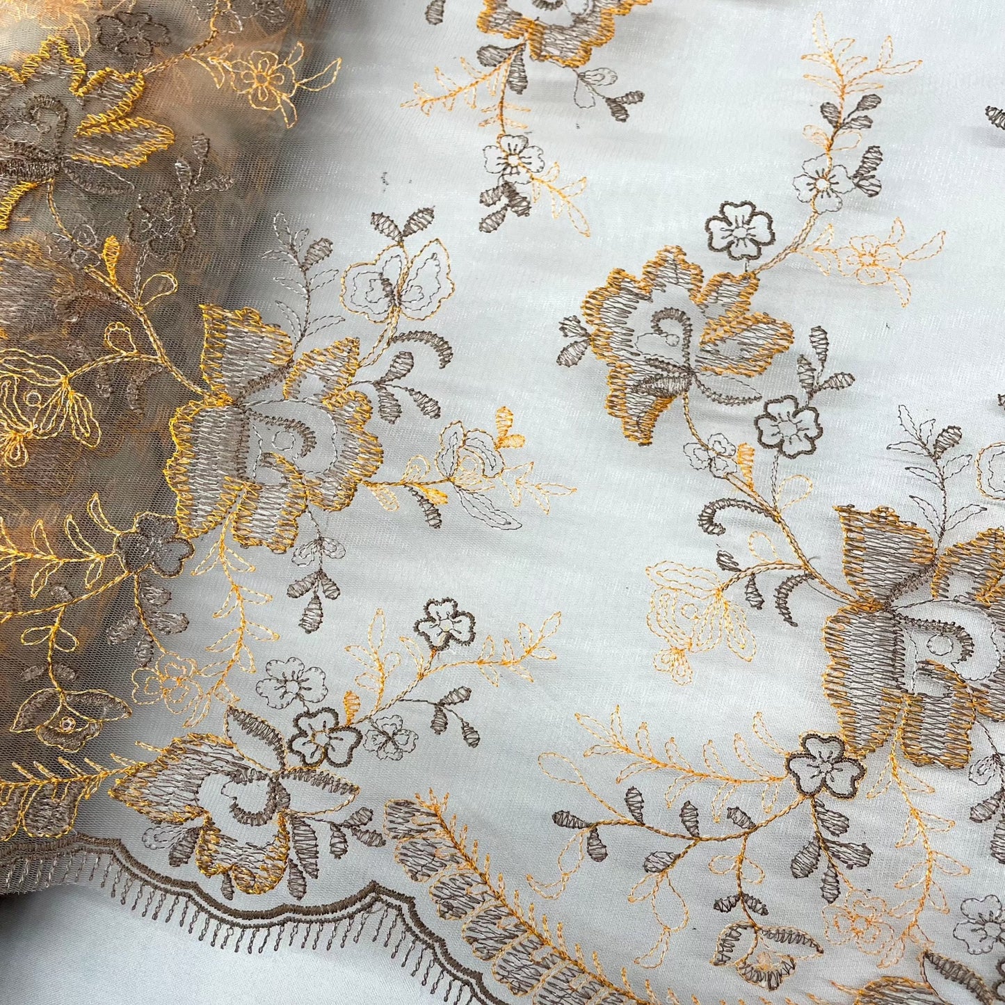 Lace Fabric Embroidered on 100% Polyester Net Mesh | Lace USA - 42092W-7