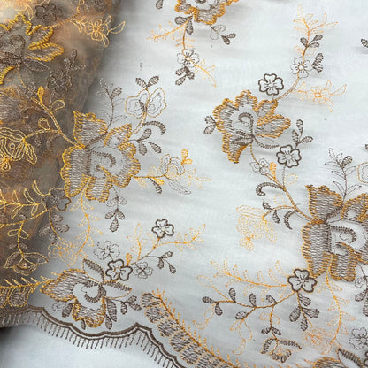 Lace Fabric Embroidered on 100% Polyester Net Mesh | Lace USA - 42092W-7