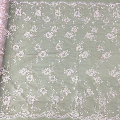 Lace Fabric Embroidered on 100% Polyester Net Mesh | Lace USA - 42092W-3