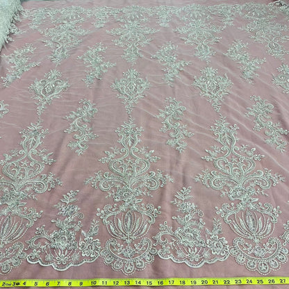 Beaded Lace Fabric Embroidered on 100% Polyester Net Mesh | Lace USA - GD-12186-6