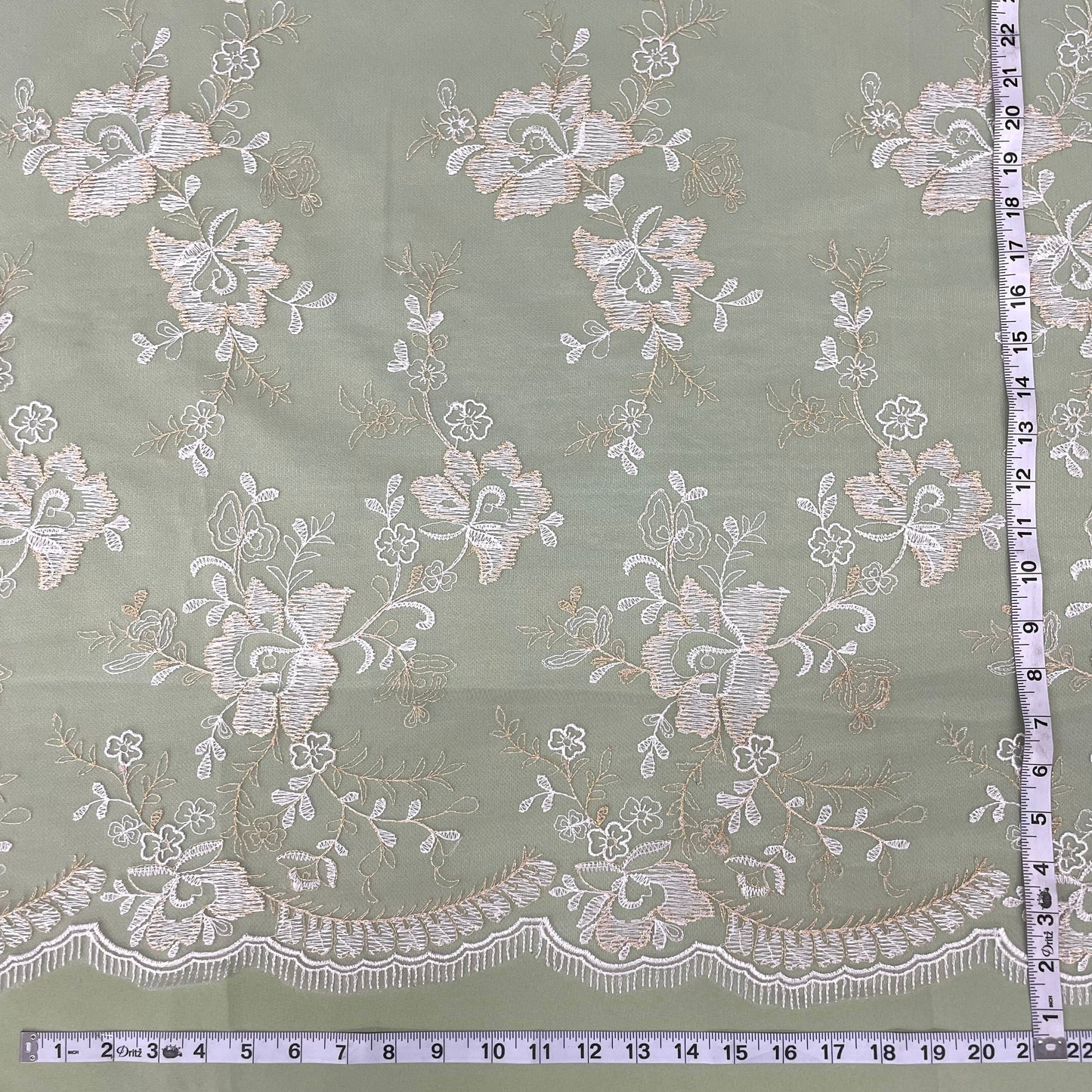Lace Fabric Embroidered on 100% Polyester Net Mesh | Lace USA - 42092W-2