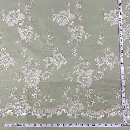 Lace Fabric Embroidered on 100% Polyester Net Mesh | Lace USA - 42092W-2