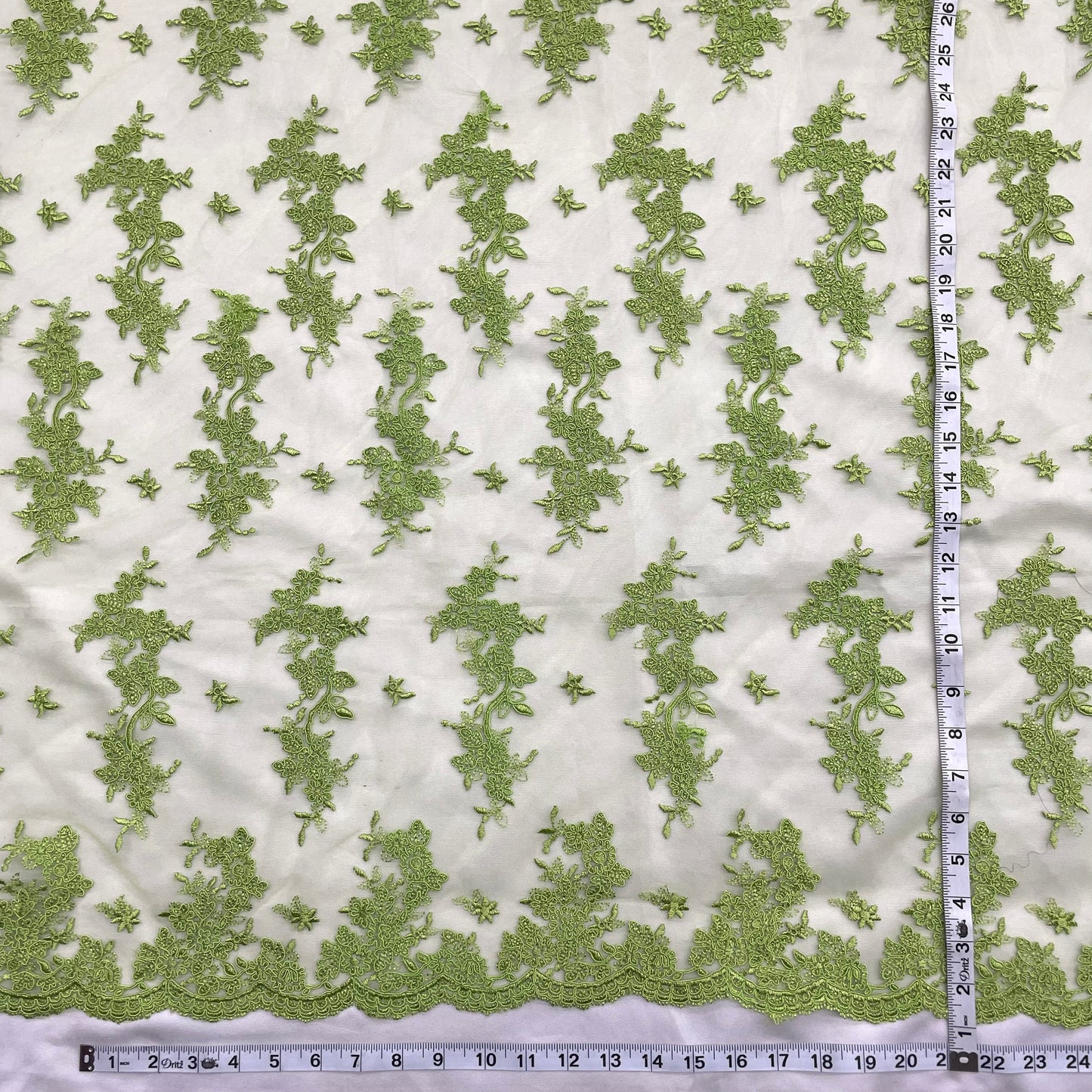 Corded Bridal Lace Fabric Embroidered on 100% Polyester Net Mesh | Lace USA - 96916W-3