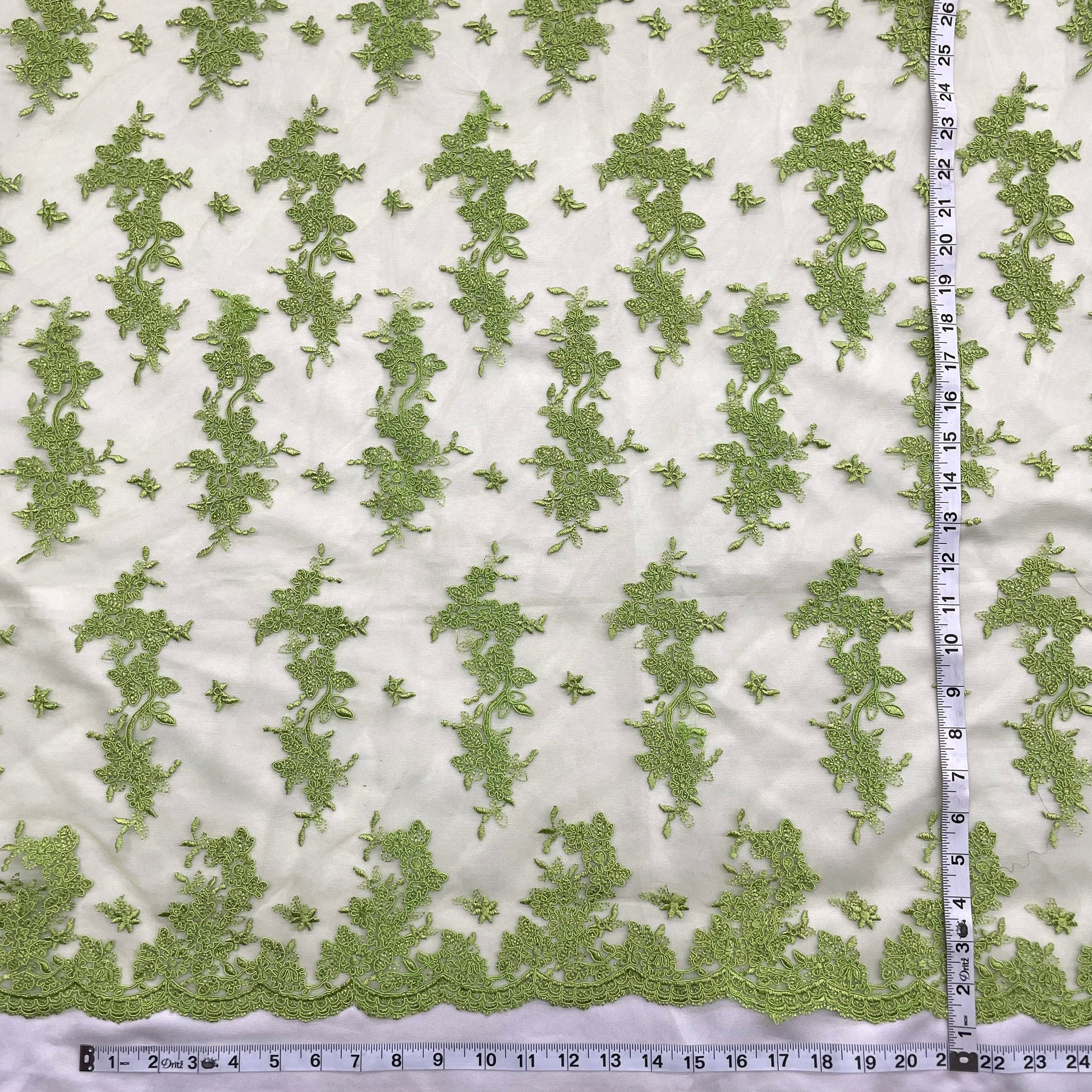 Corded Bridal Lace Fabric Embroidered on 100% Polyester Net Mesh | Lace USA - 96916W-3