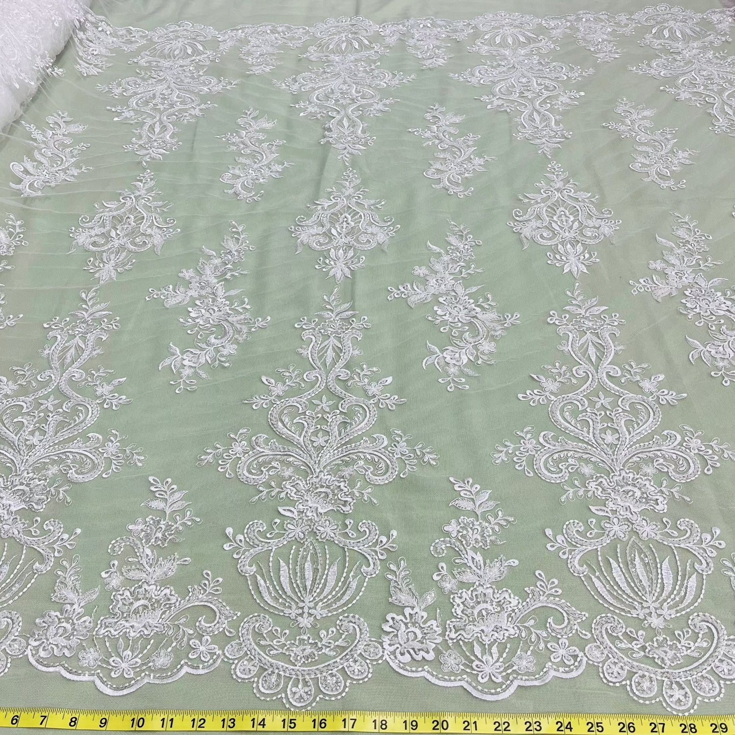 Beaded Lace Fabric Embroidered on 100% Polyester Net Mesh | Lace USA - GD-12186-5