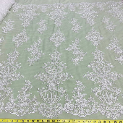 Beaded Lace Fabric Embroidered on 100% Polyester Net Mesh | Lace USA - GD-12186-5