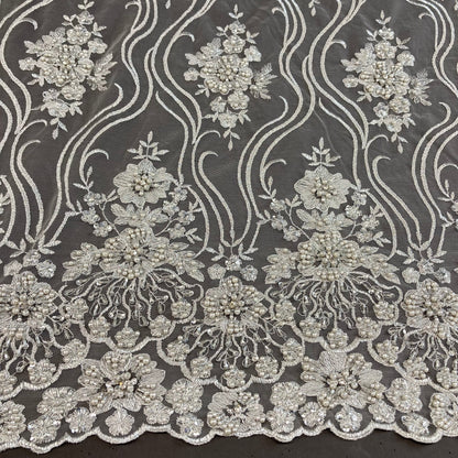 Beaded Lace Fabric Embroidered on 100% Polyester Net Mesh | Lace USA - GD-18615-6