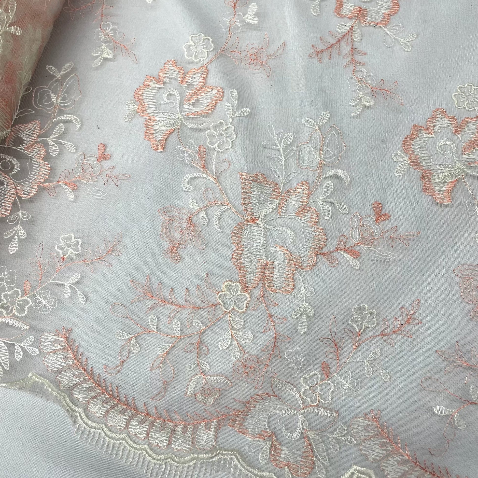 Lace Fabric Embroidered on 100% Polyester Net Mesh | Lace USA - 42092W-5