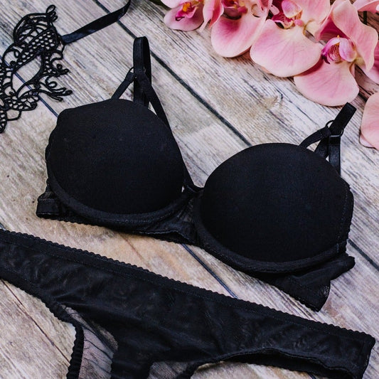 Push up black Lingerie Set
