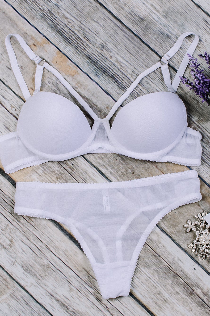 Push up white Lingerie Set