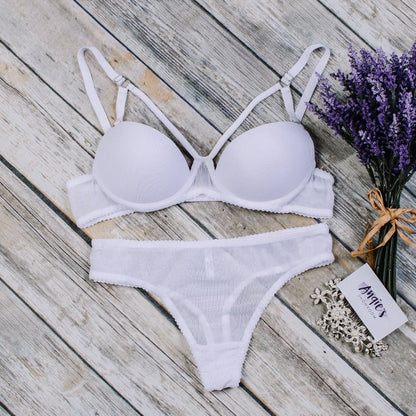 Push up white Lingerie Set